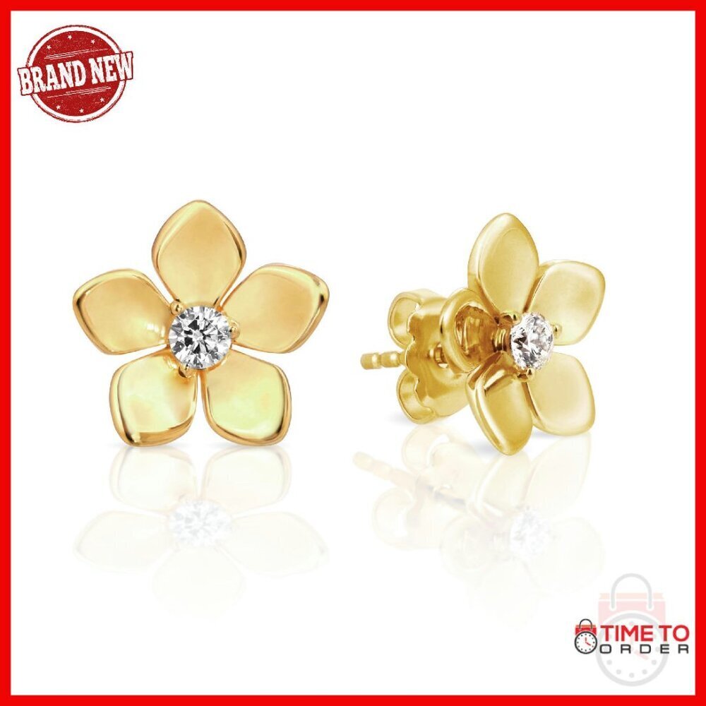 12.7mm Cubic Zirconia Stud Earrings 22K Gold-Plated Hypoallergenic